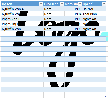 Cách chèn chữ và hình ảnh chìm trong excel 2013, có ví dụ minh họa