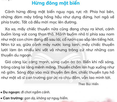 [Chân trời sáng tạo] Giải tiếng việt 2 bài 4: Hừng đông mặt biển