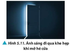 Khi mở hé cánh cửa để ánh sáng đi qua khe hẹp (Hình 5.11), ta quan sát thấy ánh sáng loang ra một khoảng lớn hơn kích thước khe hẹp. Hãy giải thích hiện tượng này.