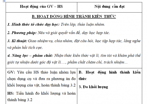 Giáo án VNEN bài Đo độ dài, thể tích, khối lượng (T2)