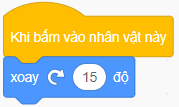 Em tạo chương trình có ba nhân vật. Khi nháy chuột vào: