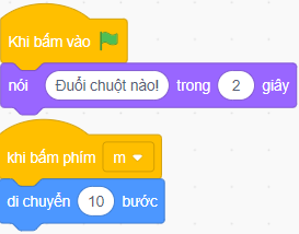 Một chương trình có 2 nhân vật Mèo và Chuột như bên dưới. Em hãy ghép mỗi sự kiện ở cột A với mô tả tương ứng ở cột B.