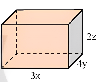 Câu 3: Viết biểu thức biểu thị thể tích V và diện tích xung quanh S của hình hộp chữ nhật trong hình. Tính giá trị của V, S khi x = 4 cm, y = 2 cm và z = 1 cm