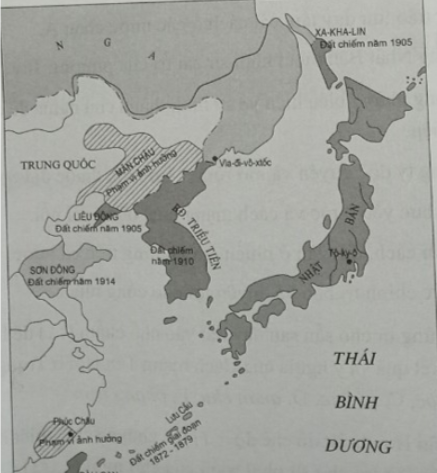 Quan sát hình 13.1 và dựa vào kiến thức đã học, hãy trình bày quá trình bành trướng của đế quốc Nhật Bản.