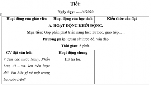 Giáo án VNEN bài Các khu vực châu Âu