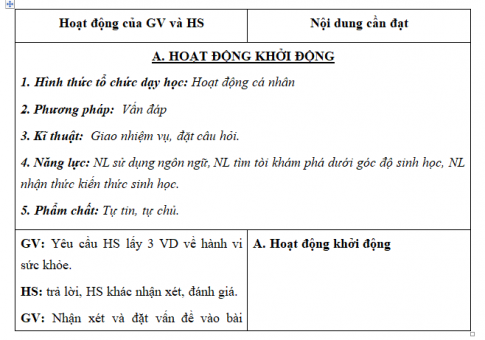 Giáo án VNEN bài Cơ thể khỏe mạnh (T6)