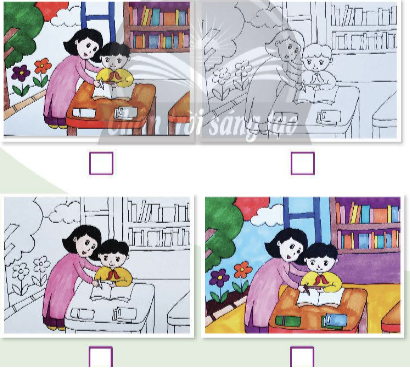 Đánh số vào các ô trống để sắp xếp thứ tự các bước thực hiện một bức tranh về chủ đề thầy cô 