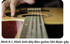 Khi gảy đàn guitar, ta quan sát được dây đàn rung và tạo thành các múi như Hình 9.1. Trong điều kiện nào thì ta có thể quan sát được hiện tượng được gọi là sóng dừng này?