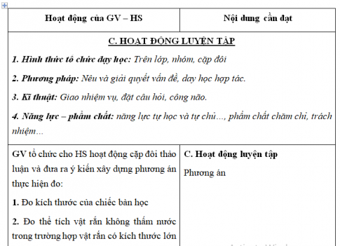 Giáo án VNEN bài Đo độ dài, thể tích, khối lượng (T4)