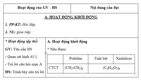 Giáo án VNEN bài Polime (T1)