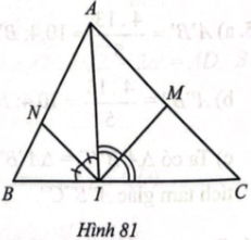 Cho tam giác ABC có ba góc nhọn, điểm I thuộc cạnh BC và IM, IN lần lượt là đường phân giác của các góc AIC và AB. Chứng minh: AN. BI. CM = BN. IC. AM.