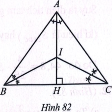 Cho tam giác ABC cân tại A, AB = 10 cm, BC = 12 cm. Gọi I là giao điểm của các đường phân giác của tam giác ABC. Tính độ dài AI.