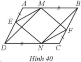 Cho hình bình hành ABCD. Trên cạnh AD, BC lần lượt lấy điểm E, F sao cho AE = CF. Trên cạnh AB, CD lần lượt lấy điểm M, N sao cho BM = DN. Chứng minh: a) Tứ giác EMFN là hình bình hành; b) Bốn đường thẳng AC, BD, EF, MN cùng đi qua một điểm.