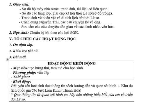 Giáo án VNEN bài Đại Việt thời Lê Sơ (1428-1527)