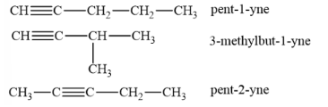 - Công thức cấu tạo của alkyne C5H8: