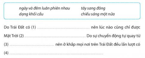 [Kết nối tri thức] Giải SBT lịch sử và địa lí 6 bài: Chuyển động tự quay quanh trục của Trái Đất và hệ quả