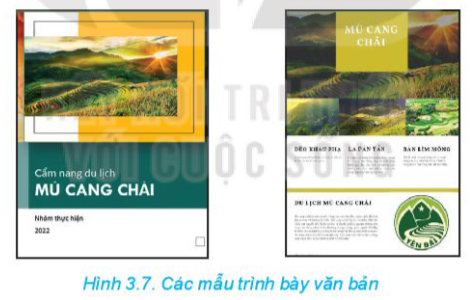 Tiếp tục hoàn thành Cẩm nang du lịch của nhóm em với các trang minh họa bằng ảnh, hình khối và hộp văn bản