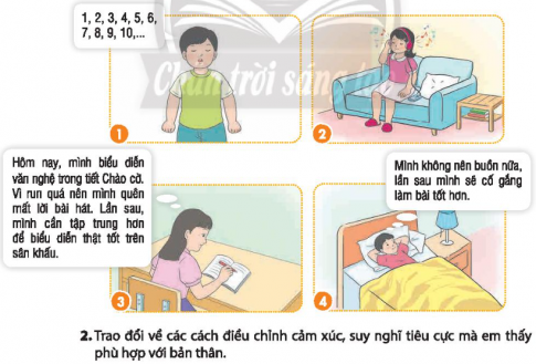 Nêu các cách điều chỉnh cảm xúc, suy nghĩ của các bạn trong tranh