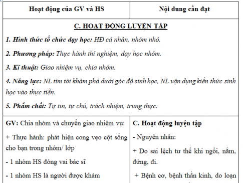 Giáo án VNEN bài Phòng chống tật khúc xạ và cong vẹo cột sống (T6)