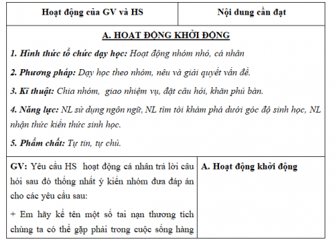 Giáo án VNEN bài Phòng chống tai nạn, thương tích (T1)