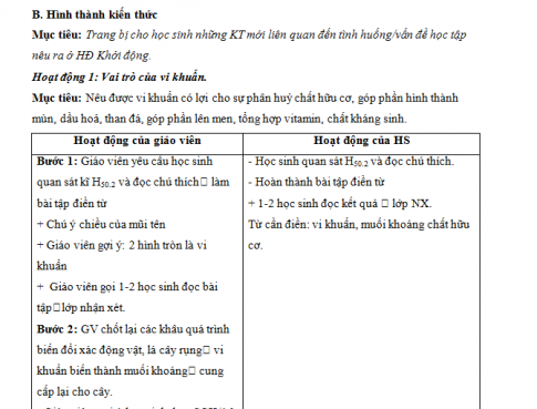 Giáo án PTNL bài 50: Vi khuẩn (Tiếp theo)