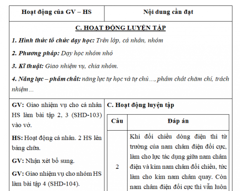 Giáo án VNEN bài Dòng điện xoay chiều (T4)