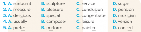 Find the word which is pronounced differently in the part underlined (Tìm từ được phát âm khác trong phần được gạch chân)