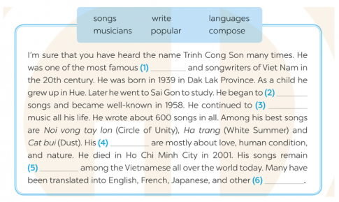 Fill in each blank in the passage with a word from the box (Điền vào mỗi chỗ trống trong đoạn văn với một từ trong hộp)