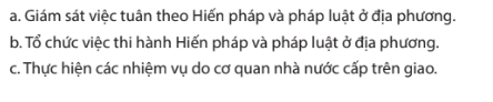 Em hãy xác định các chức năng của Hội đồng nhân dân, Ủy ban nhân dân.