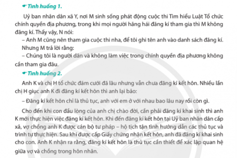 Em hãy thảo luận cùng bạn các tình huống sau và thực hiện yêu cầu.