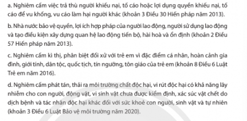 Em hãy xác định các đặc điểm của pháp luật trong các quy định dưới đây.
