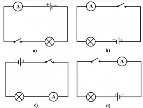 Quan sát các sơ đồ mạch điện sau và cho biết đâu là sơ đồ mạch điện kín?