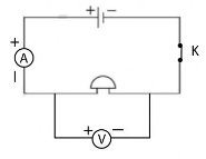 Vẽ sơ đồ mạch điện đã bổ sung thêm bộ phận để chuông chỉ kêu khi cần.  Đồng thời, trong mạch đó có ampe kế để đo cường độ dòng điện và vôn kế đo hiệu điện thế giữa hai cực của nguồn điện