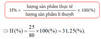 Ban đầu nhà sản xuất dự tính thu được 80 tấn vôi sống CaO từ đá vôi (thành phần chính là CaCO3), tuy nhiên khối lượng thu được chỉ đạt 25 tấn CaO. Phản ứng đã cho đạt hiệu suất là bao nhiêu?