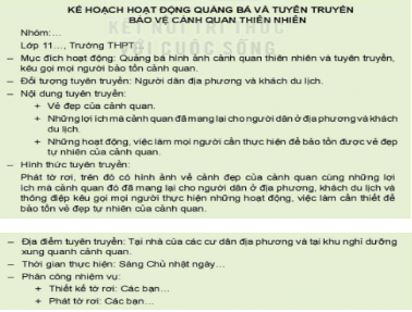 Xây dựng kế hoạch quảng bá hình ảnh và tuyên truyền bảo tồn cảnh quan thiên nhiên