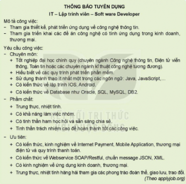 Phân tích những yêu cầu của nhà tuyển dụng mà người lao động cần có để đáp ứng với yêu cầu của nghề