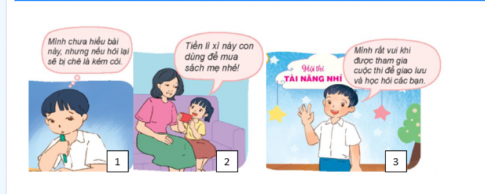 Em đồng tình với thái độ, hành vi của bạn nào trong các tranh dưới đây?