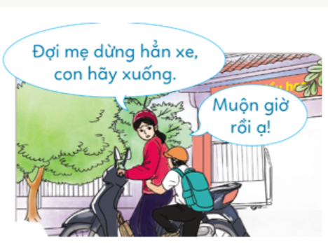 Để tuân thủ quy tắc an toàn giao thông, bạn trong tranh cần làm gì?