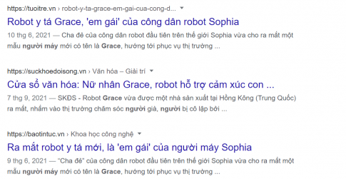 Em hãy dùng máy tìm kiếm để biết người máy Grace ra đời ở nước nào và để xem ảnh của cô người máy này