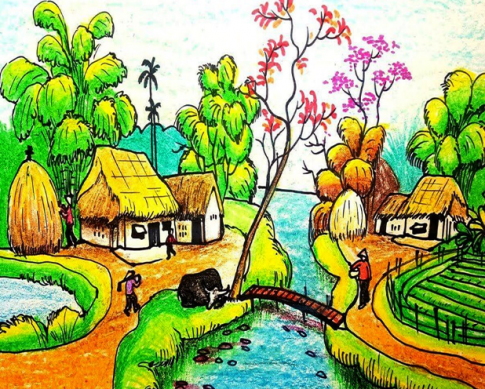 Câu hỏi 6. Vẽ phác thảo bố cục nêu ý tưởng thể hiện sản phẩm mĩ thuật 3D về cảnh đẹp nơi em ở