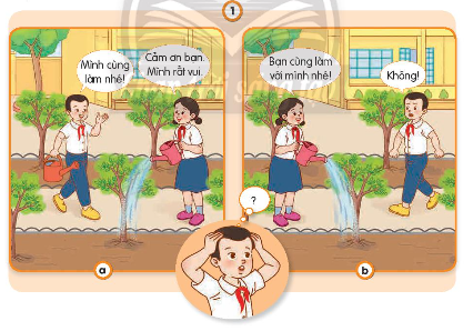 Quan sát tranh và chọn cách thiết lập quan hệ bạn bè. Vì sao em chọn cách đó? 