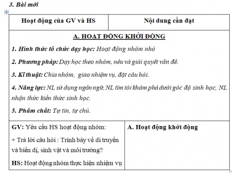 Giáo án VNEN bài: Tổng kết chương trình sinh học toàn cấp THCS (T3)