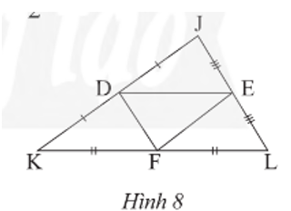 Câu 2. Trong Hình 8, cho biết JK = 10 cm, DE = 6.5 cm, EL = 3.7 cm. Tính DJ, EF, DF, KL