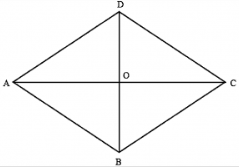 Cho hình như bên dưới. AD = 6cm, AO = 4cm, DO = 3cm. Tính tổng độ dài tất cả các cạnh của hình thoi.