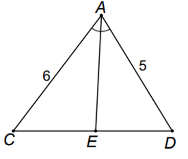 Câu 5. Cho tam giác ABC có AB cm BC = 5,7 cm và CA = 6cm . Tia phân giác của góc BAC cắt cạnh BC ở E . Tính các đoạn EB, EC 