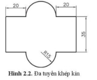 Dùng lệnh polyline vẽ hình 2.2 