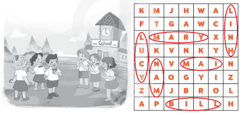 Find and circle six names answer key