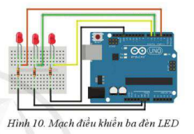 Em hãy viết một chương trình điều khiển ba đèn LED