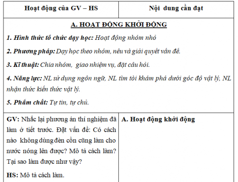 Giáo án VNEN bài Phương trình cân bằng nhiệt (T2)