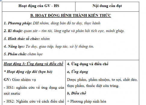 Giáo án VNEN bài Axit axetic (T2)